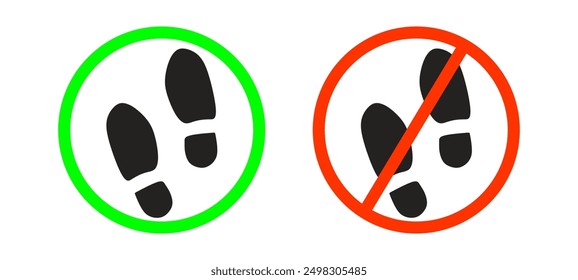  Prohibited shoes icon. No shoes icon. Sneakers icon vector illustration.