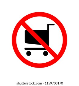prohibited shopping trolley icon. Element of prohibited sign for mobile concept and web apps. Sign of prohibited shopping trolley icon can be used for web and mobile