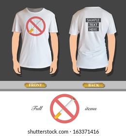 prohibited sign with cigar printed on t-shirt. Vector design. 