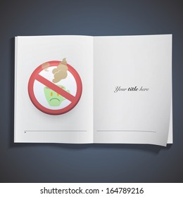 prohibited sign with coffee cup printed on book. Vector design 