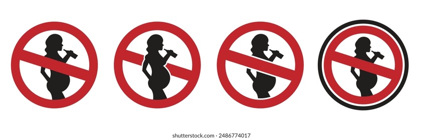 Prohibited sign collection with alcohol drinking pregnant woman