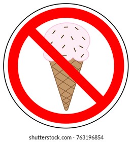 Prohibited sign of ice cream, vector.
