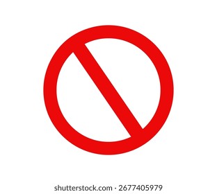 Icono de signo prohibido con círculo rojo y línea diagonal, que simboliza restricción, prohibición o ningún diseño e ilustración de Vector de entrada.


