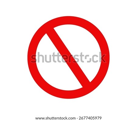 Prohibited sign icon with red circle and diagonal line, symbolizing restriction, ban, or no entry vector design and illustration.


