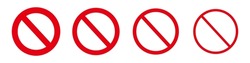 Prohibited Sign Icon Set. Strictly Prohibited Signs. Vector.