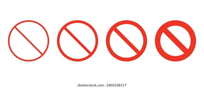 Prohibited sign icon set. Strictly prohibited signs. Vector illustration.