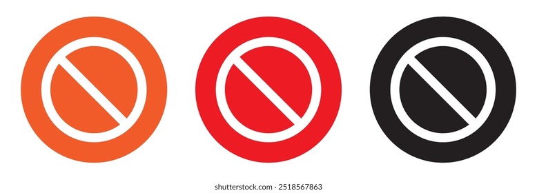 Prohibited Sign Icon Set. Strictly prohibited signs. Vector.