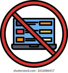 Prohibited Sign Line Vector Icon Design