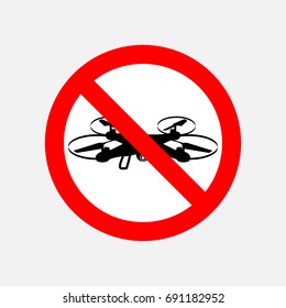 Prohibited Sign - No Drone, Isolated on White