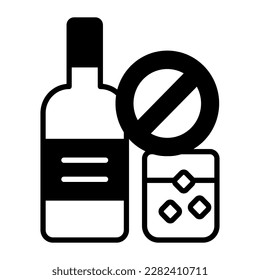 Prohibited sign on alcohol showing concept icon of no alcohol