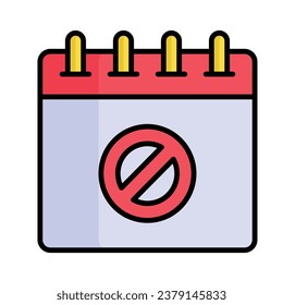 Signo prohibido en calendario, vector de bloqueo o bloqueo