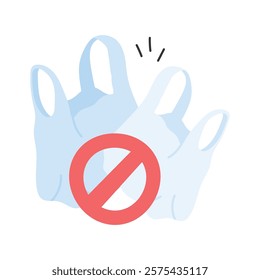 Prohibited sign on plastic bag depicting concept icon of no plastic bag, plastic free world,