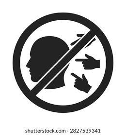 Prohibited sign pointing fingers at human silhouette with prohibited, bullying