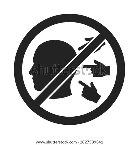 Prohibited sign pointing fingers at human silhouette with prohibited, bullying