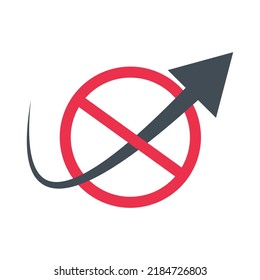 Prohibited sign and rising arrow. Stop high. Vector.