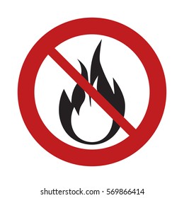 prohibited sign road flame fire danger hot vector illustration eps 10