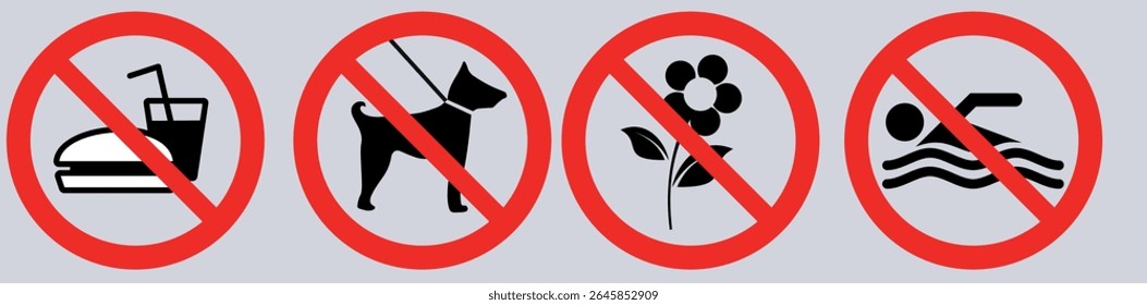 Signo y símbolo prohibidos con locales de piscina