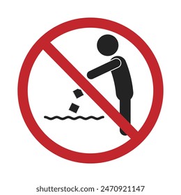 Letrero prohibido arrojar desechos en el agua, mar, río, lago, playa para mantener limpio el letrero, no ensuciar