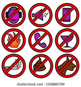 prohibited signs and crossed circles,