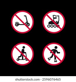 Prohibited signs, forbidden round stickers set, vector icons.