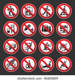 Prohibited signs, gray background