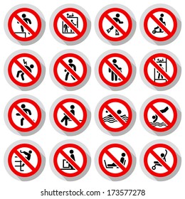 Prohibited signs paper sticky, vector illustration