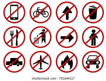 Prohibited signs set (vector)