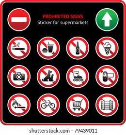 Prohibited Signs. Sticker for supermarkets