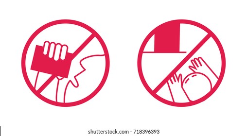 Prohibited silhouettes. Do not drink. Hide from children. Sign vector isolated on a white background.