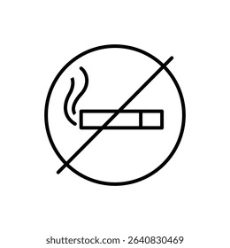 Prohibited Smoking Icon Thin Line Outline Style for Public Health or Safety Sign