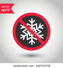 Prohibited snow vector icon. No crystal icon. Forbidden snow icon. No cold vector sign. Warning, caution, attention, restriction, danger flat sign design. EPS 10 symbol