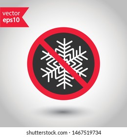 Prohibited snow vector icon. No crystal icon. Forbidden snow icon. No cold vector sign. Warning, caution, attention, restriction, danger flat sign design. EPS 10 symbol