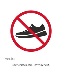 prohibited sports shoes icon, forbidden sneakers, flat vector illustration