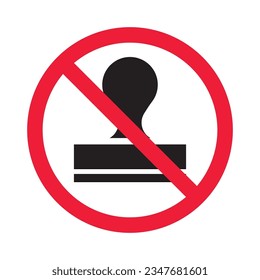 Stempel-Vektorsymbol verboten. Kein Stempelsymbol. Verbotenes Stanzen von Ikone. Kein Stempelzeichen. Warnung, Vorsicht, Aufmerksamkeit, Einschränkung, Design-Symbol für Gefahrenflachen
