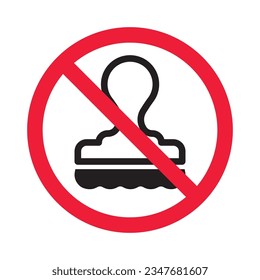 Icono vectorial de sello prohibido. Sin icono de marca. Icono de estampado prohibido. No hay señal de sello. Advertencia, precaución, atención, restricción, símbolo de diseño de señal plana de peligro pictograma