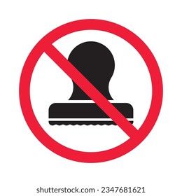 Icono vectorial de sello prohibido. Sin icono de marca. Icono de estampado prohibido. No hay señal de sello. Advertencia, precaución, atención, restricción, símbolo de diseño de señal plana de peligro pictograma