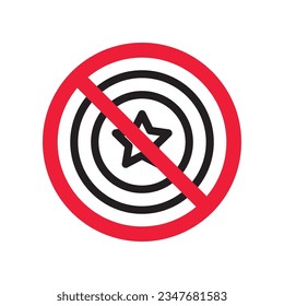 Prohibited star vector icon. No ranking icon. Forbidden feedback icon. No star rank sign. Warning, caution, attention, restriction, danger flat sign design symbol pictogram