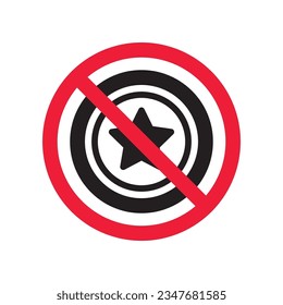 Prohibited star vector icon. No ranking icon. Forbidden feedback icon. No star rank sign. Warning, caution, attention, restriction, danger flat sign design symbol pictogram