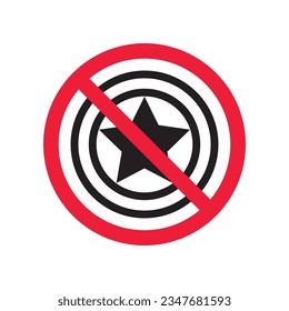 Prohibited star vector icon. No ranking icon. Forbidden feedback icon. No star rank sign. Warning, caution, attention, restriction, danger flat sign design symbol pictogram