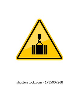 Prohibited to stay under load at construction area isolated triangle precaution sign. Vector caution symbol not to pass under scaffolding, stay out from under suspended loads at building zone