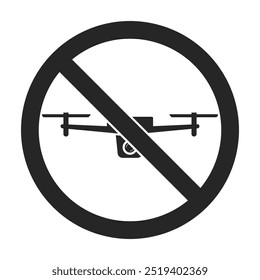 Prohibited symbol with remote surveillance drone icon for no drones sign in vector