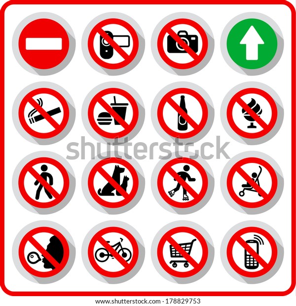 Prohibited Symbols Set Signs On Paper Stock Vector (Royalty Free) 178829753