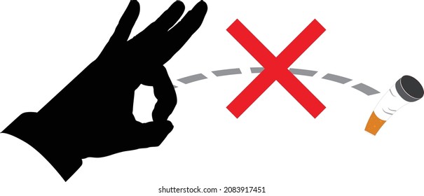 Prohibited from throwing cigarette butts — Vector illustration