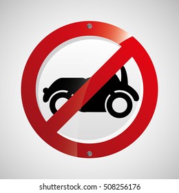 prohibited traffic sign car round icon design vector illustration eps 10