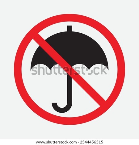 Prohibited Umbrella Icon - No Umbrella Symbol, Forbidden Umbrella Sign on White Background
