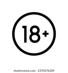Prohibited under 18 symbol. Over 18 years old. Sign icon vector