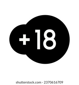 Prohibido bajo el símbolo 18. Más de 18 años. Vector de icono de signo