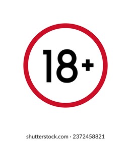 Prohibido bajo el símbolo 18. Más de 18 años. Vector de icono de signo