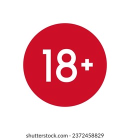 Prohibido bajo el símbolo 18. Más de 18 años. Vector de icono de signo