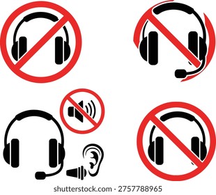 Prohibited use of headphones and communication devices in certain areas Vector